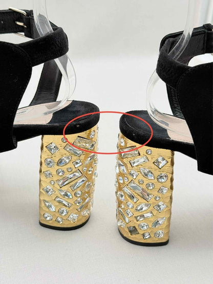 Pre - loved MIU MIU Black & Old Rose Size EU 40.5 Heeled Sandals at Reems Closet