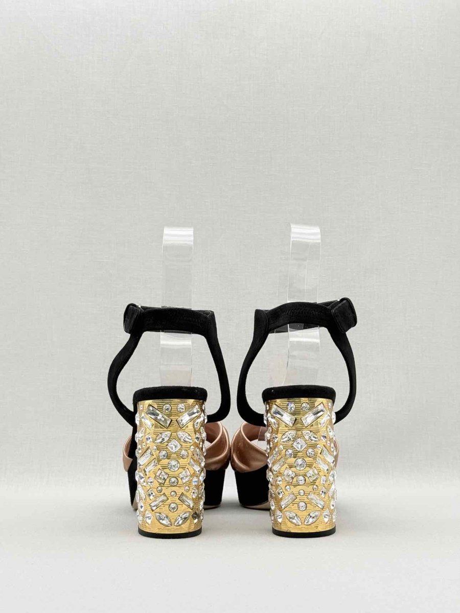 Pre - loved MIU MIU Black & Old Rose Size EU 40.5 Heeled Sandals at Reems Closet