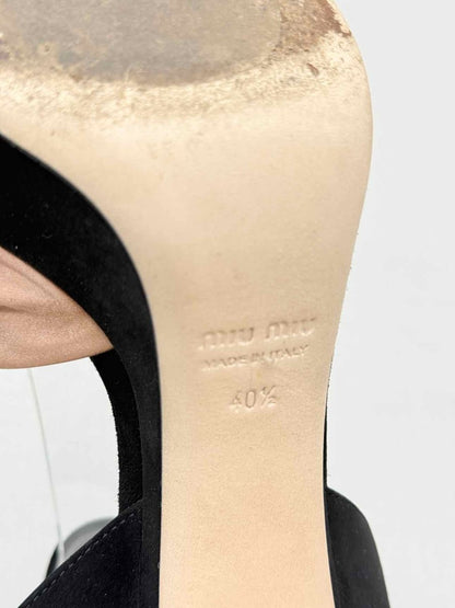 Pre - loved MIU MIU Black & Old Rose Size EU 40.5 Heeled Sandals at Reems Closet