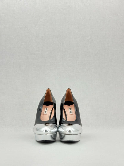 Pre - loved MIU MIU Black & Silver EU 40 Pumps at Reems Closet