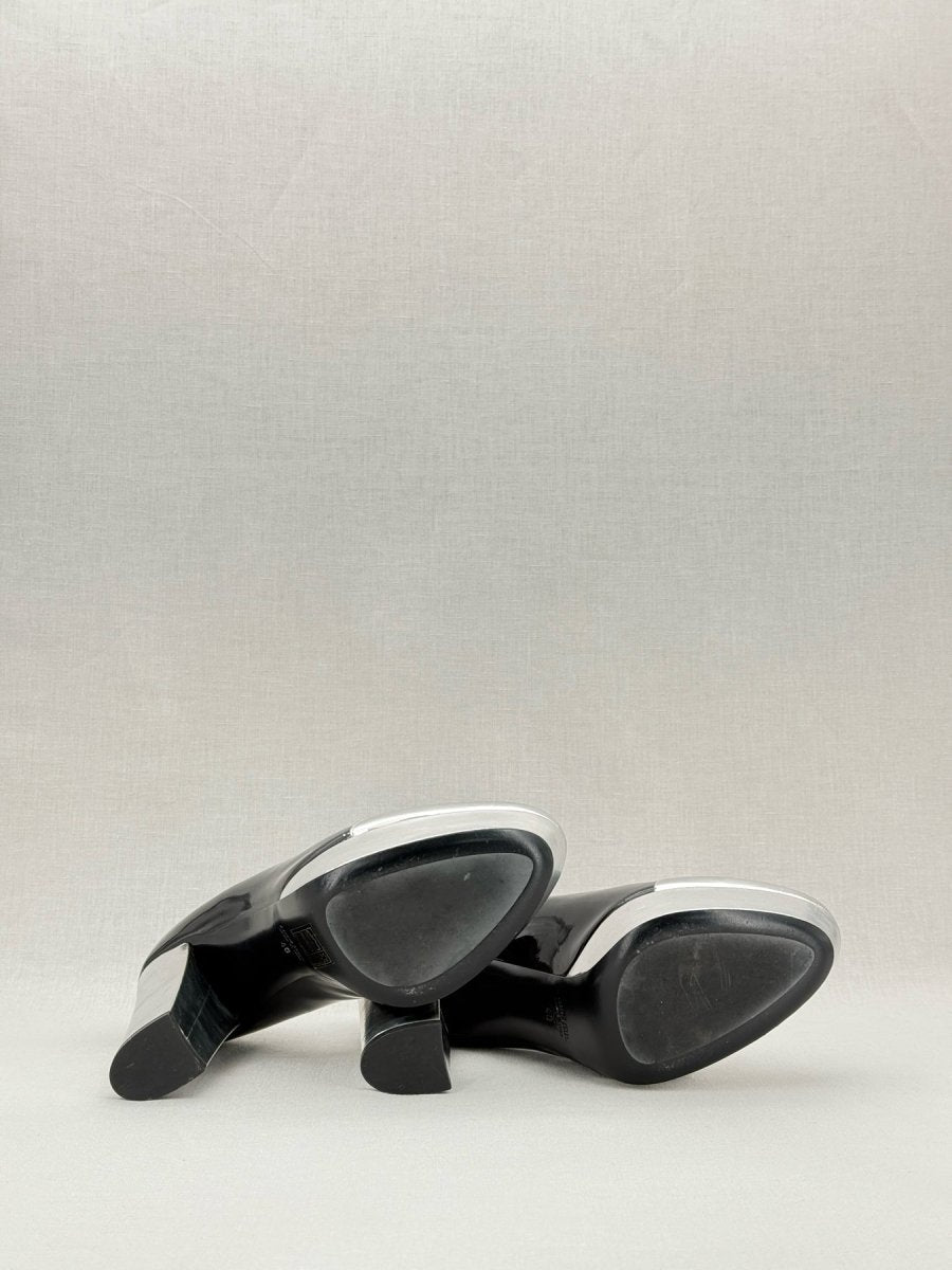 Pre - loved MIU MIU Black & Silver EU 40 Pumps at Reems Closet