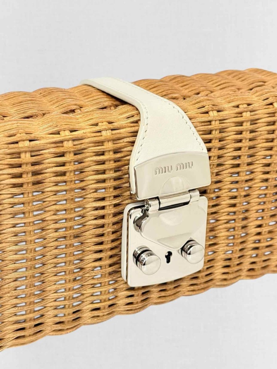 Pre - loved MIU MIU Brown & White Shoulder Bag at Reems Closet