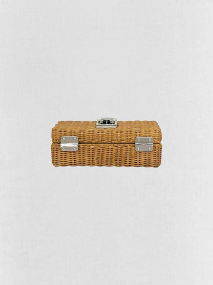 Pre - loved MIU MIU Brown & White Shoulder Bag at Reems Closet