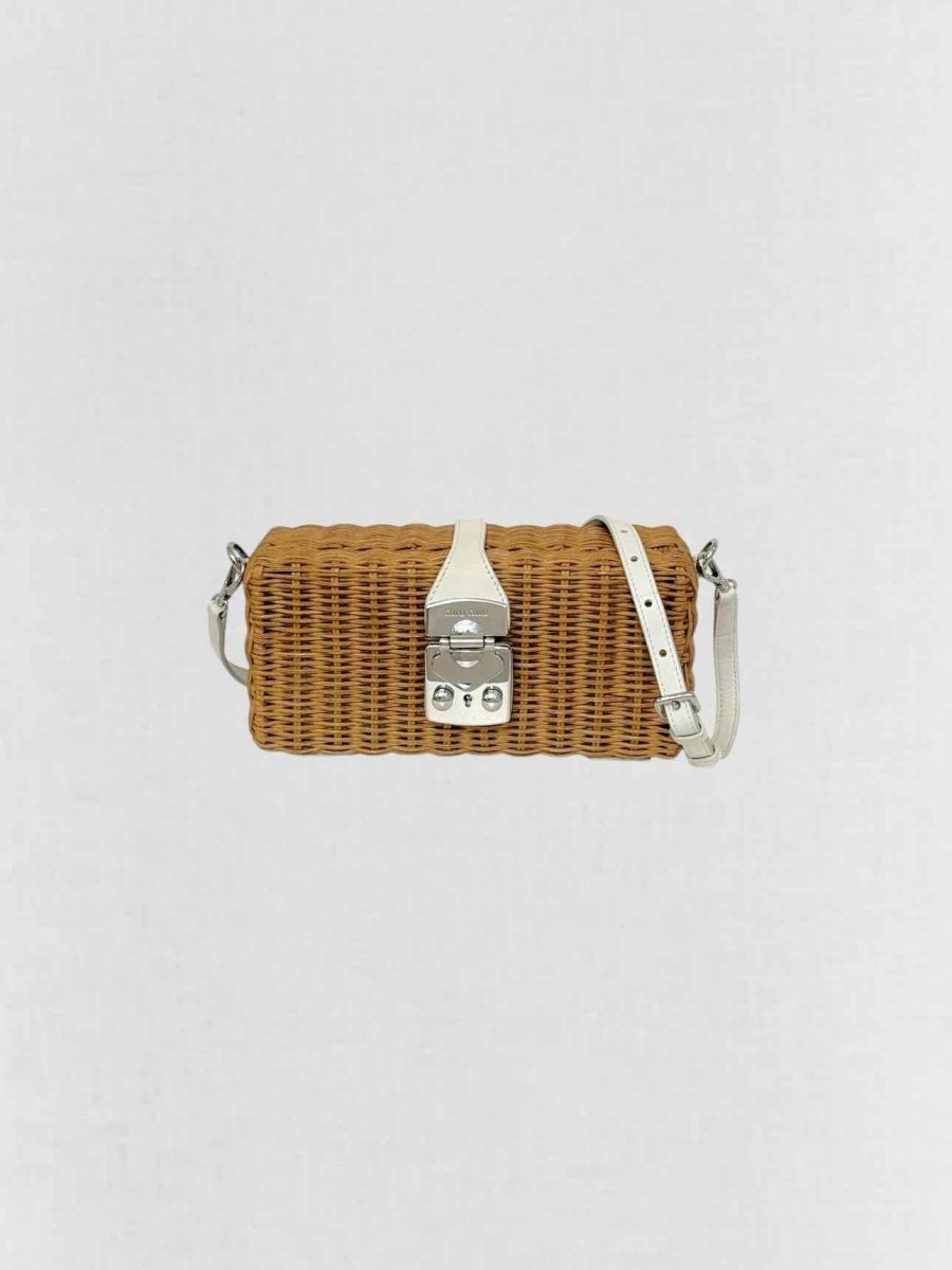 Pre - loved MIU MIU Brown & White Shoulder Bag at Reems Closet