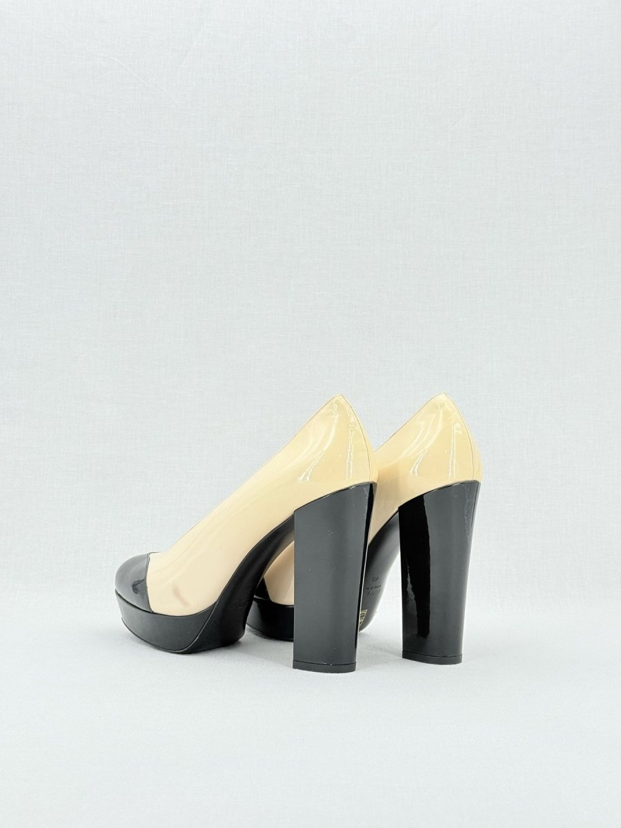 Pre - loved MIU MIU Cream & Black EU 40 Pumps at Reems Closet