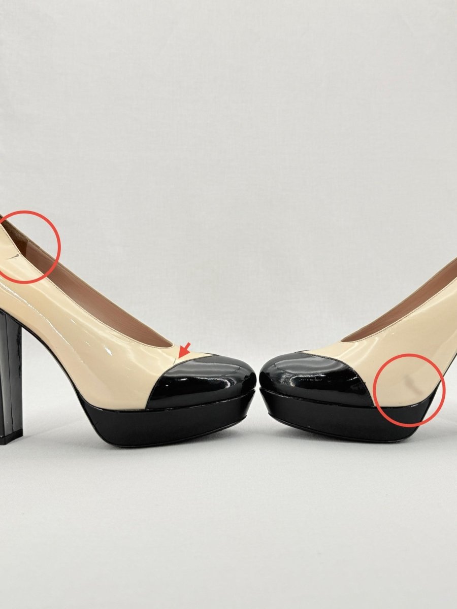 Pre - loved MIU MIU Cream & Black EU 40 Pumps at Reems Closet