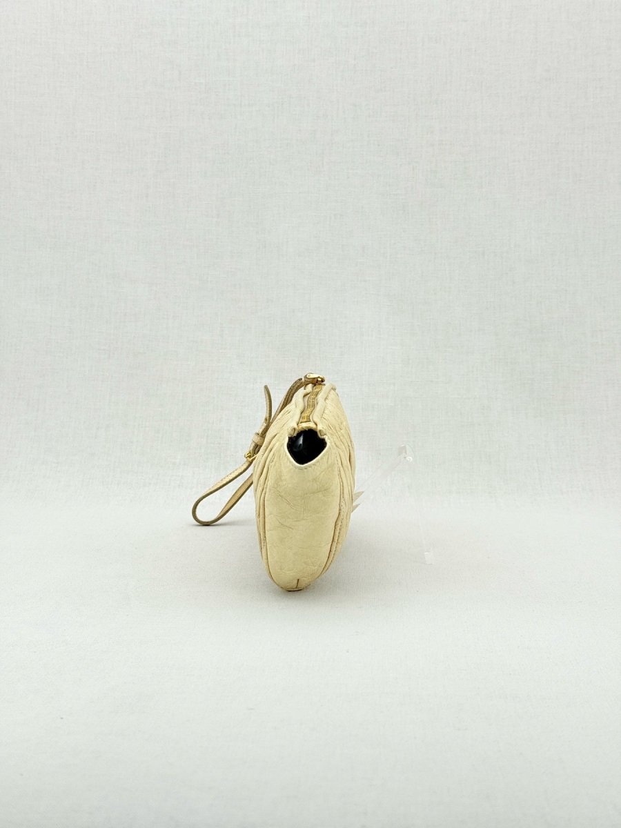 Pre - loved MIU MIU Cream Clutch at Reems Closet