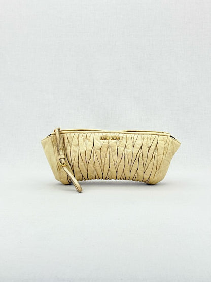 Pre - loved MIU MIU Cream Clutch at Reems Closet