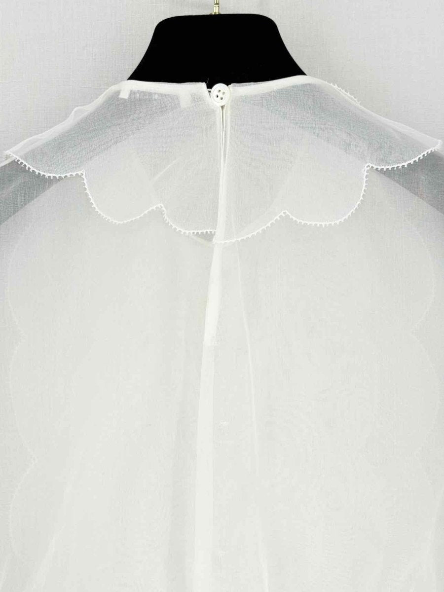 Pre - loved MIU MIU Cream Ruffled Size Small Blouse at Reems Closet