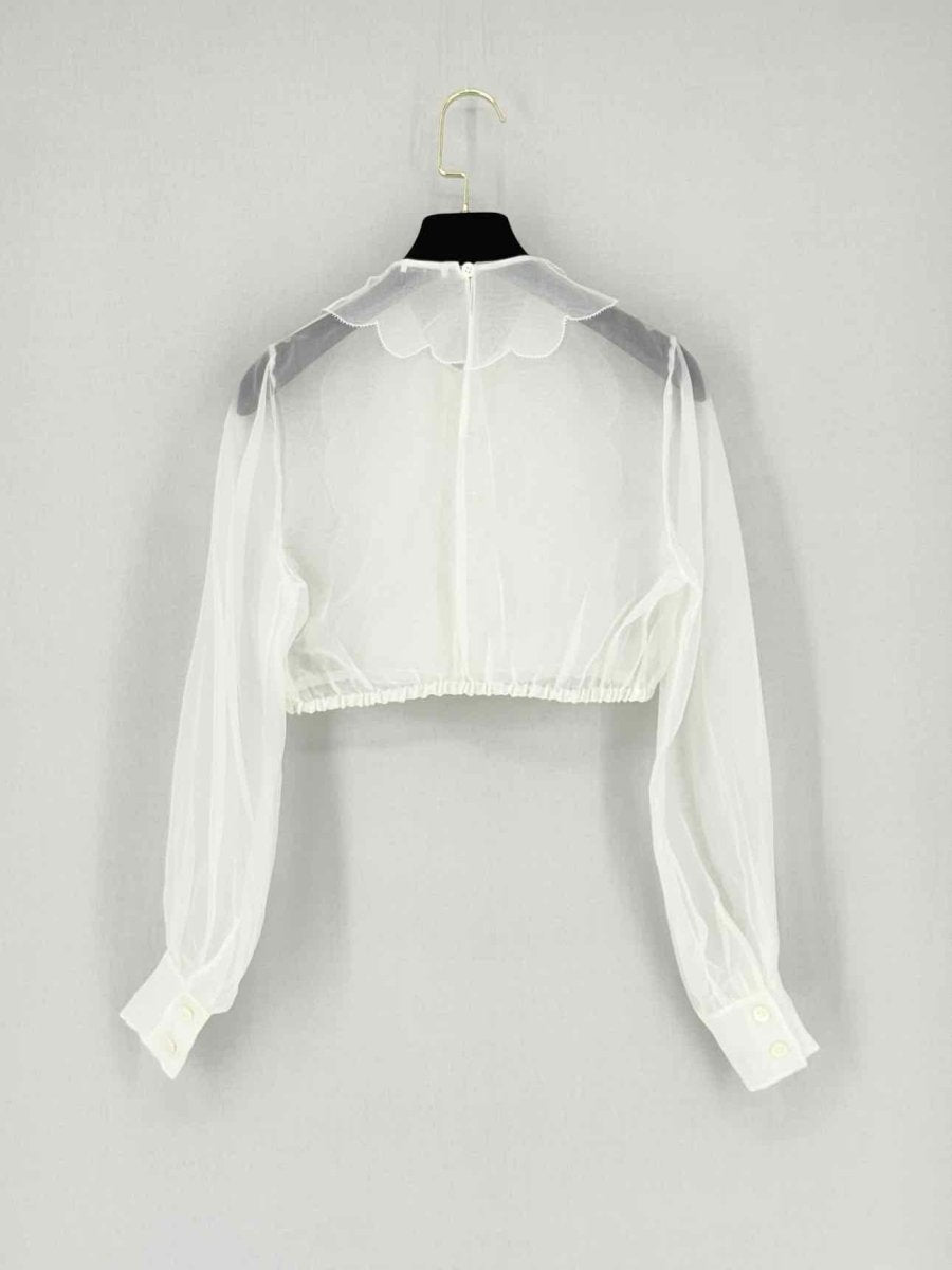 Pre - loved MIU MIU Cream Ruffled Size Small Blouse at Reems Closet