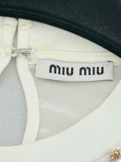 Pre - loved MIU MIU Cream Size XSmall T-shirt at Reems Closet