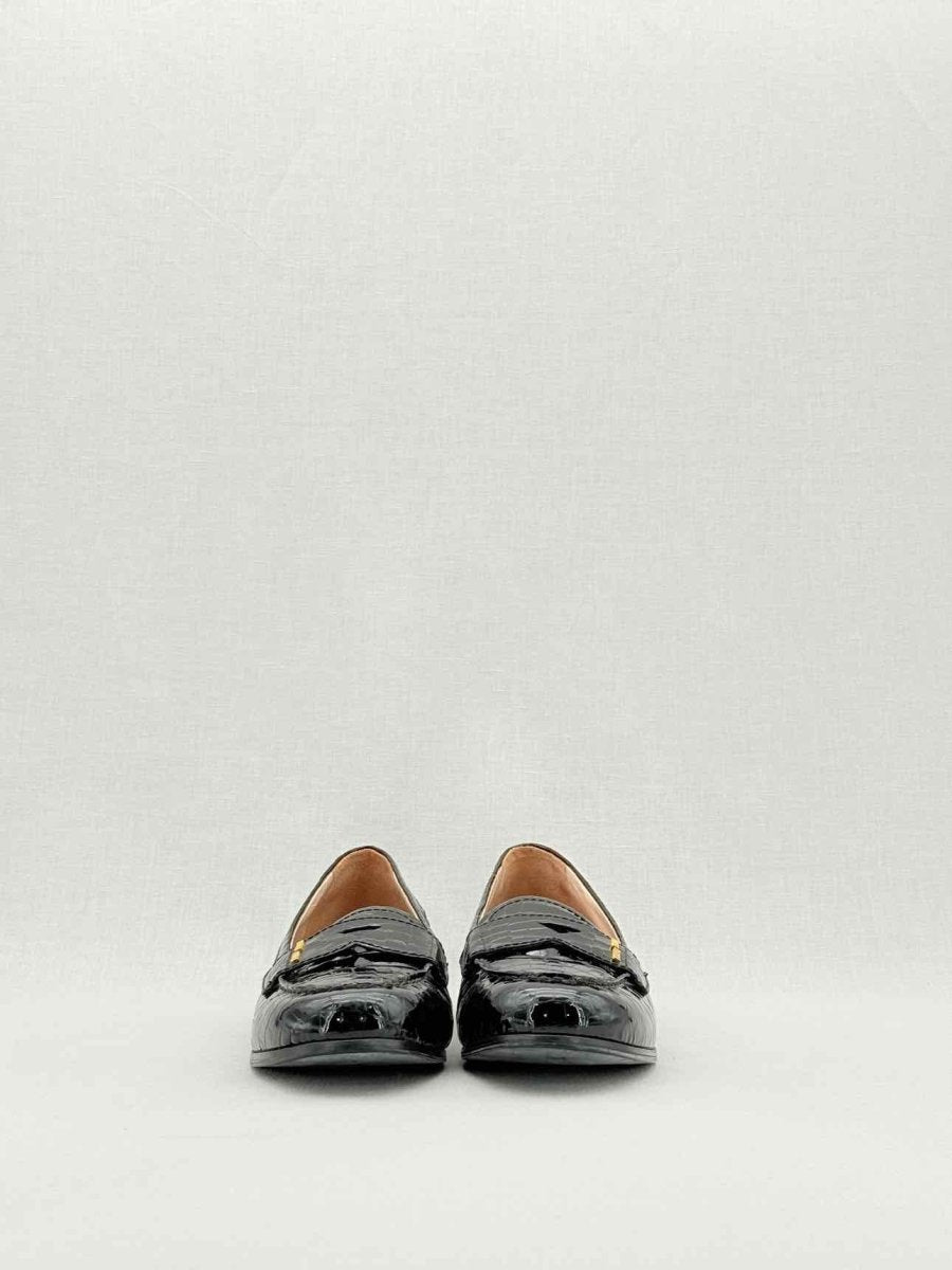 Pre - loved MIU MIU Croc Effect Black Size EU 38.5 Loafers at Reems Closet