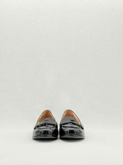 Pre - loved MIU MIU Croc Effect Black Size EU 38.5 Loafers at Reems Closet