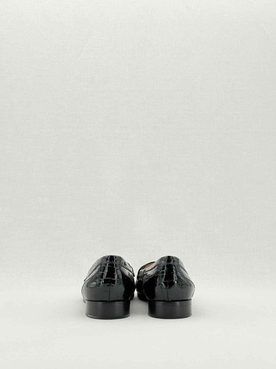 Pre - loved MIU MIU Croc Effect Black Size EU 38.5 Loafers at Reems Closet