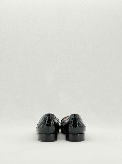 Pre - loved MIU MIU Croc Effect Black Size EU 38.5 Loafers at Reems Closet