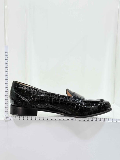 Pre - loved MIU MIU Croc Effect Black Size EU 38.5 Loafers at Reems Closet