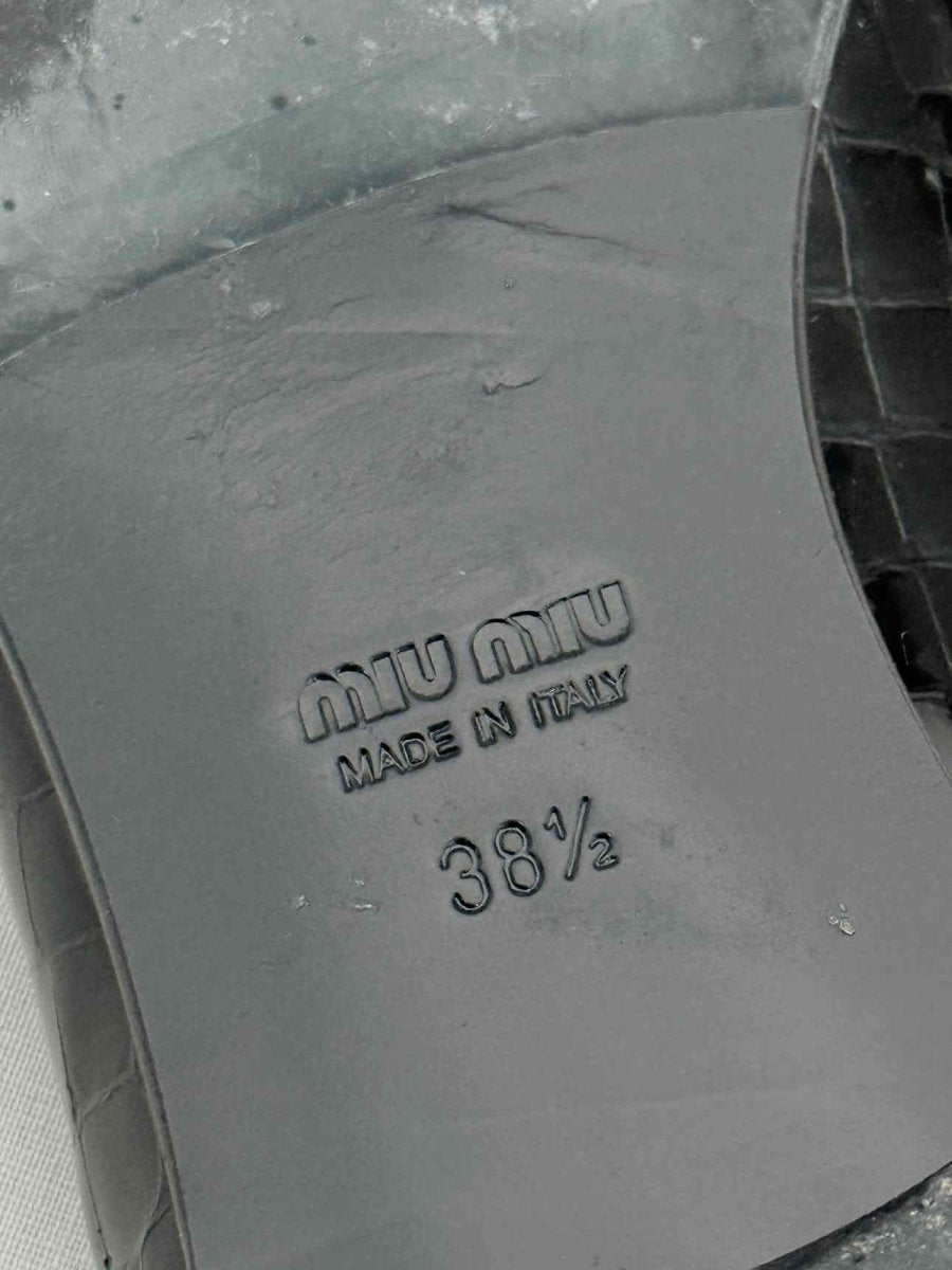 Pre - loved MIU MIU Croc Effect Black Size EU 38.5 Loafers at Reems Closet