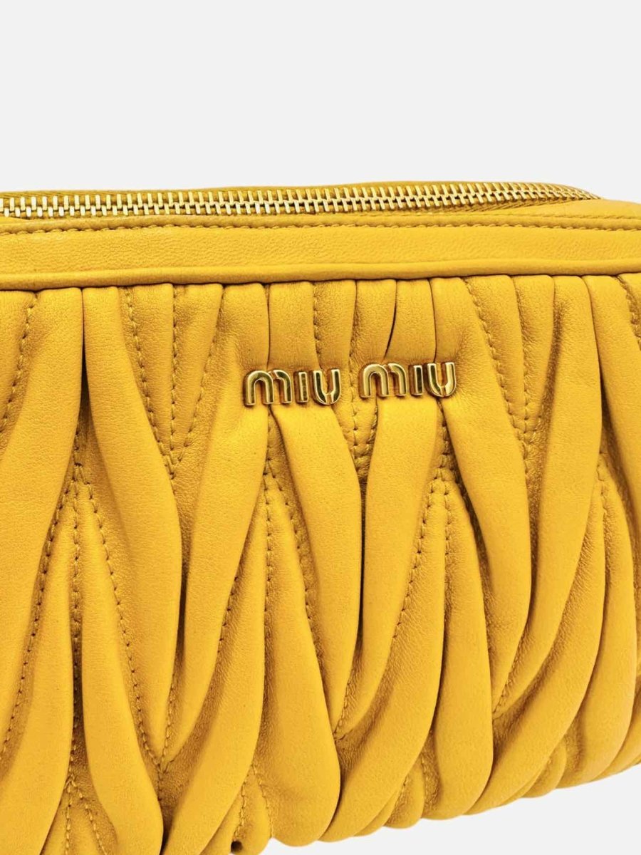 Pre - loved MIU MIU Double Zip Yellow Matelasse Crossbody at Reems Closet