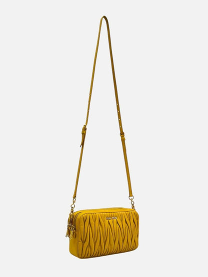 Pre - loved MIU MIU Double Zip Yellow Matelasse Crossbody at Reems Closet