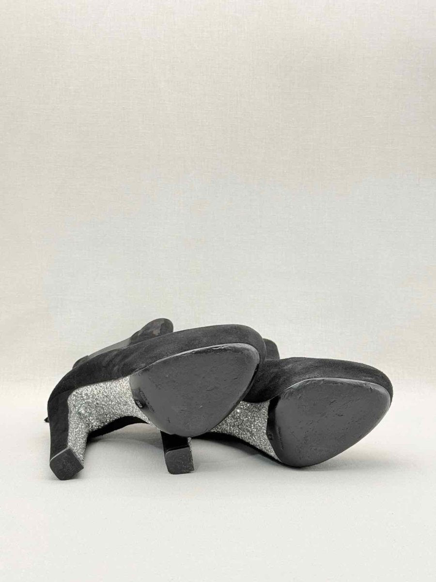 Pre-loved MIU MIU Glitter Sole Black Size EU 39 Ankle Boots at Reems Closet