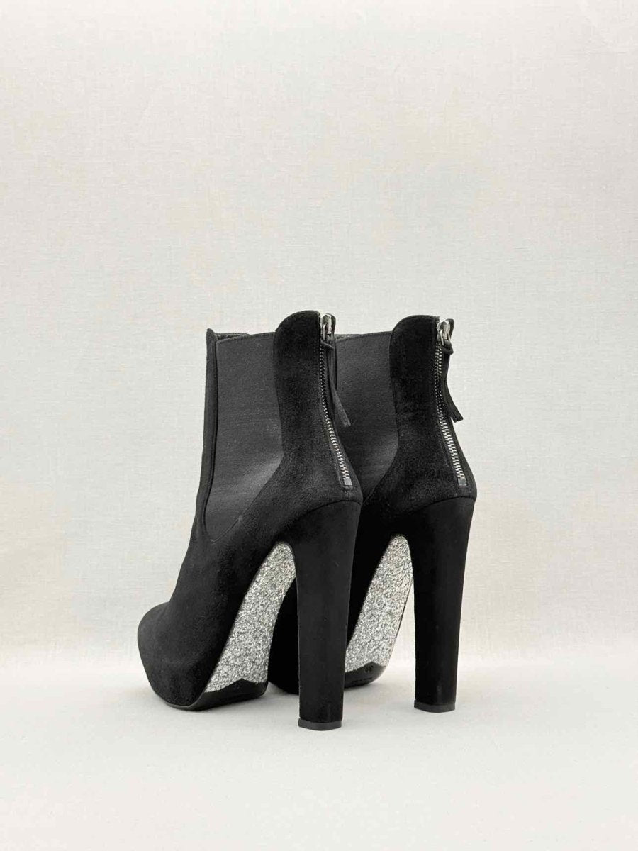 Pre-loved MIU MIU Glitter Sole Black Size EU 39 Ankle Boots at Reems Closet