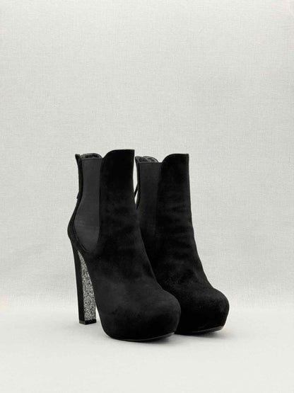Pre-loved MIU MIU Glitter Sole Black Size EU 39 Ankle Boots at Reems Closet