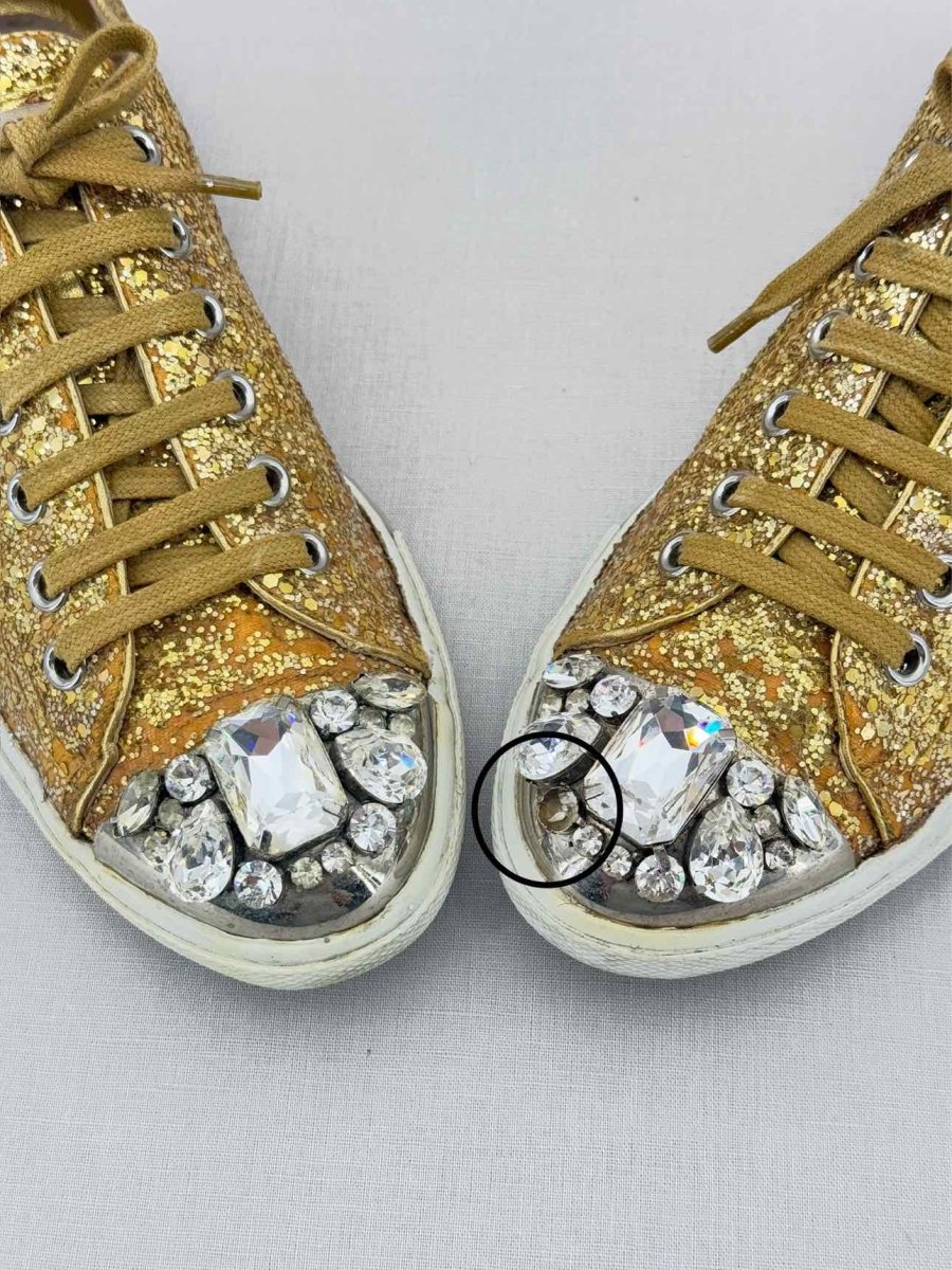 Pre - loved MIU MIU Gold Size EU 38 Sneakers at Reems Closet