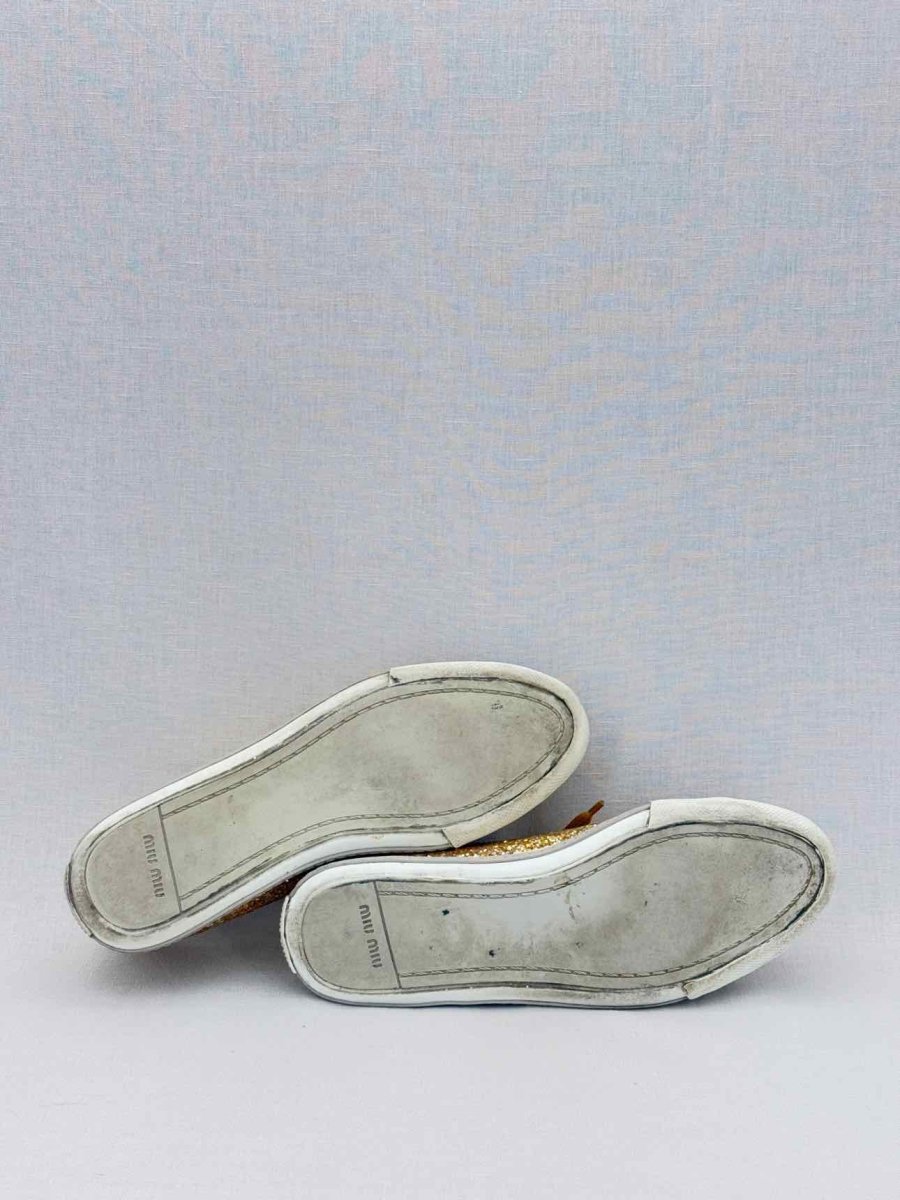 Pre - loved MIU MIU Gold Size EU 38 Sneakers at Reems Closet