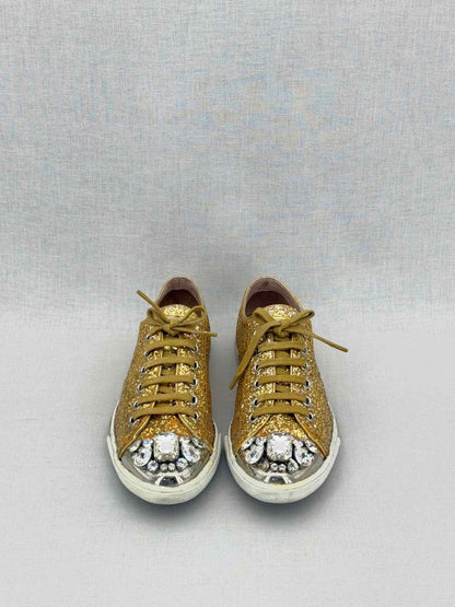 Pre - loved MIU MIU Gold Size EU 38 Sneakers at Reems Closet