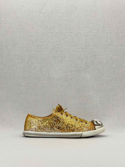 Pre - loved MIU MIU Gold Size EU 38 Sneakers at Reems Closet