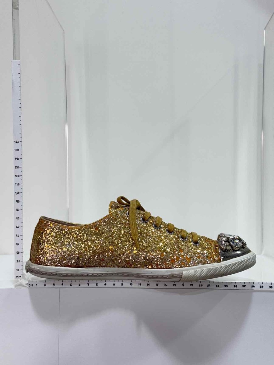 Pre - loved MIU MIU Gold Size EU 38 Sneakers at Reems Closet