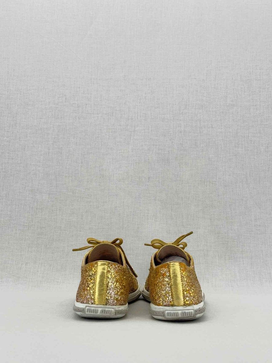 Pre - loved MIU MIU Gold Size EU 38 Sneakers at Reems Closet