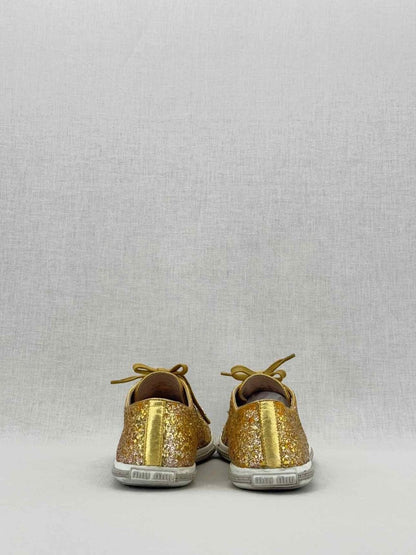 Pre - loved MIU MIU Gold Size EU 38 Sneakers at Reems Closet
