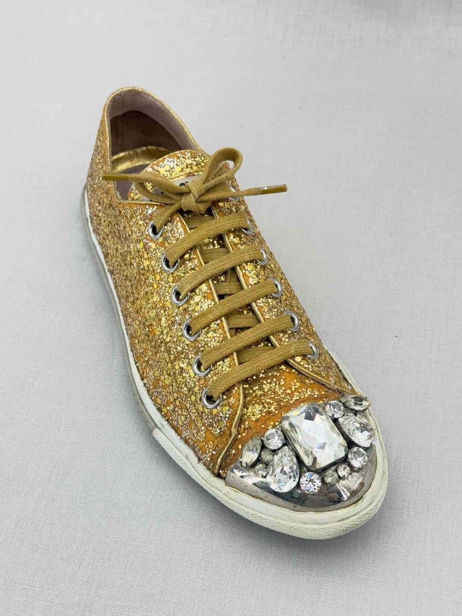 Pre - loved MIU MIU Gold Size EU 38 Sneakers at Reems Closet