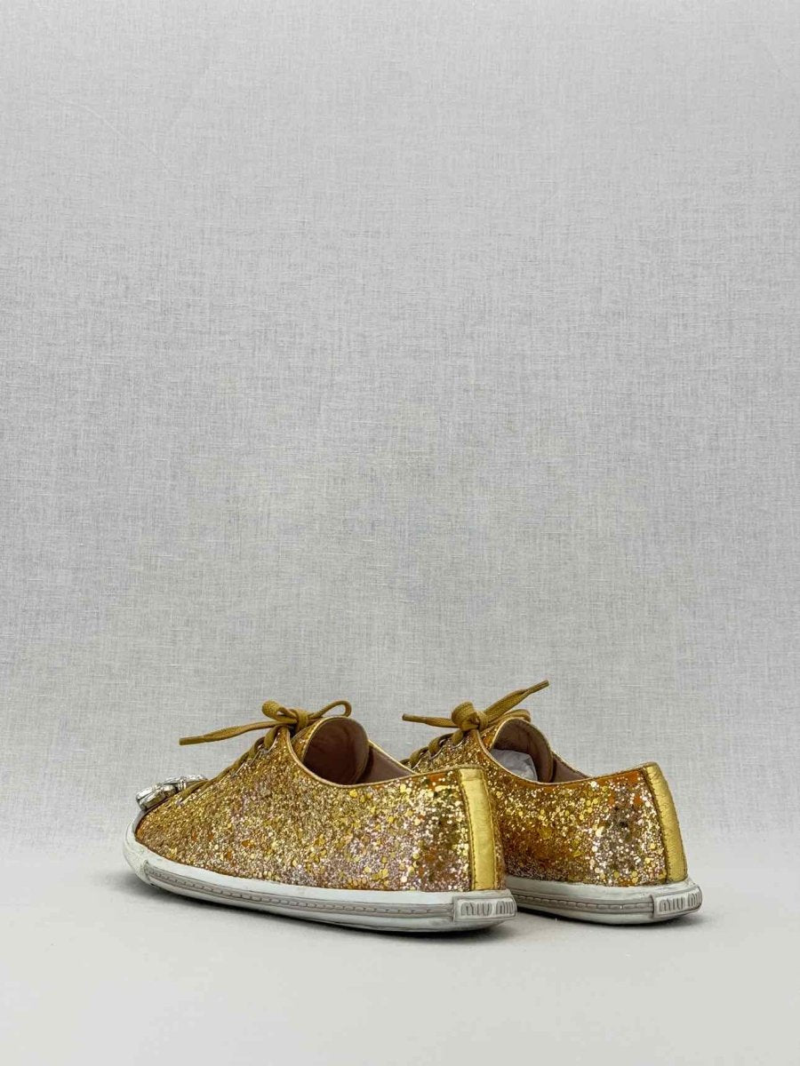 Pre - loved MIU MIU Gold Size EU 38 Sneakers at Reems Closet