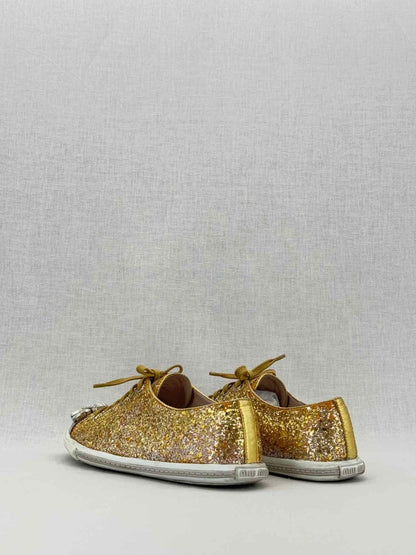 Pre - loved MIU MIU Gold Size EU 38 Sneakers at Reems Closet