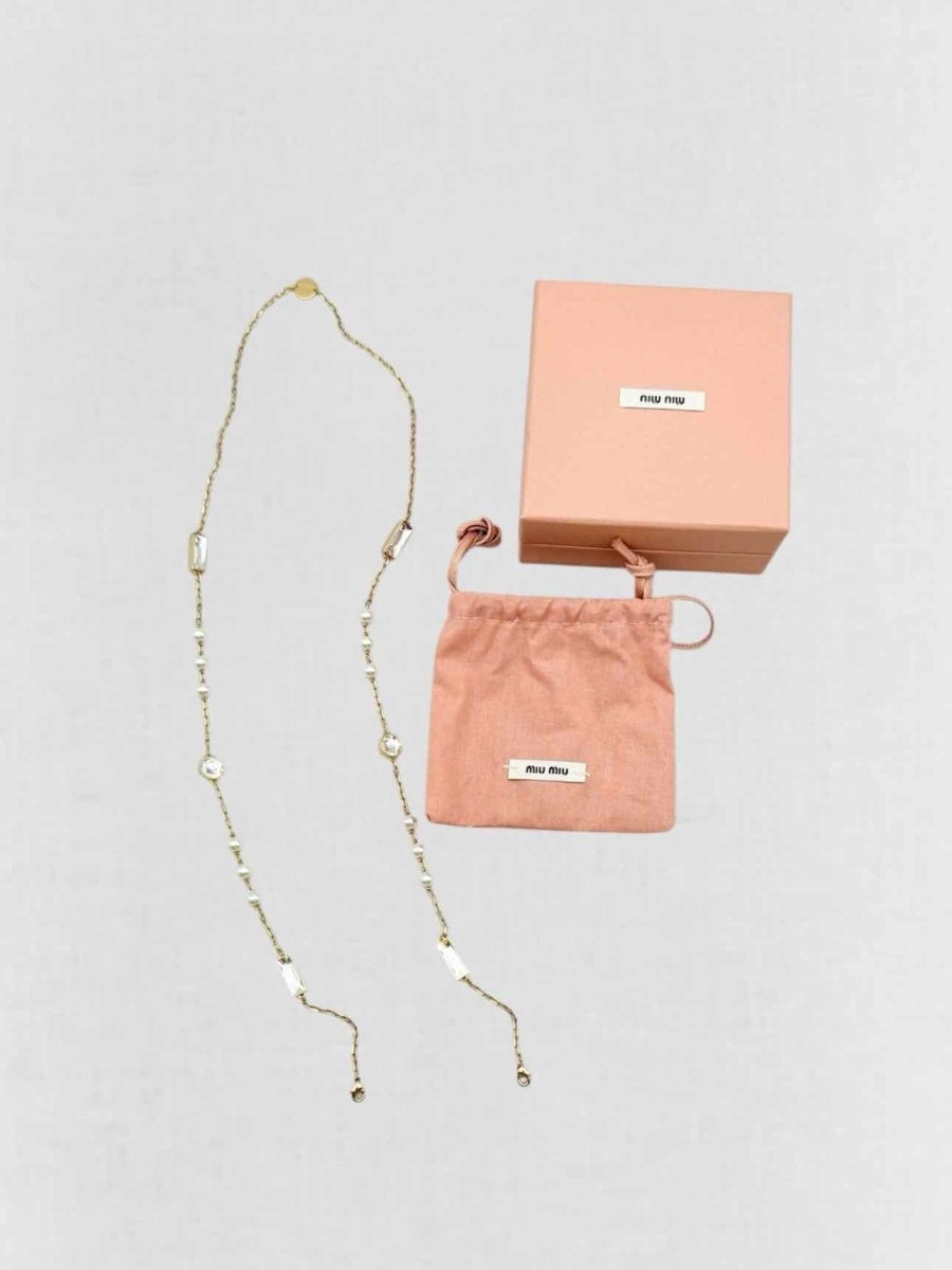 Pre - loved MIU MIU Gold Stone Embellished Chain at Reems Closet