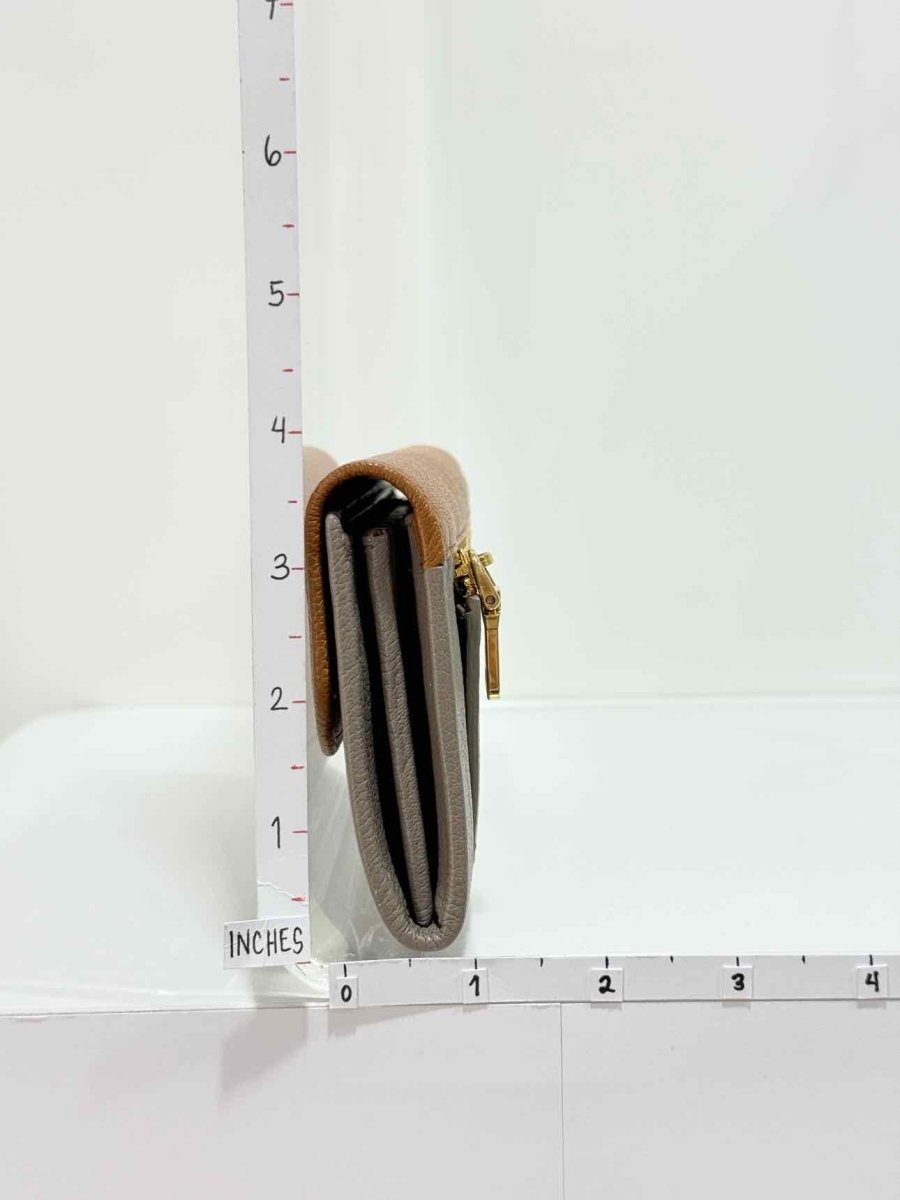 Pre - loved MIU MIU Grey & Brown Continental Wallet at Reems Closet