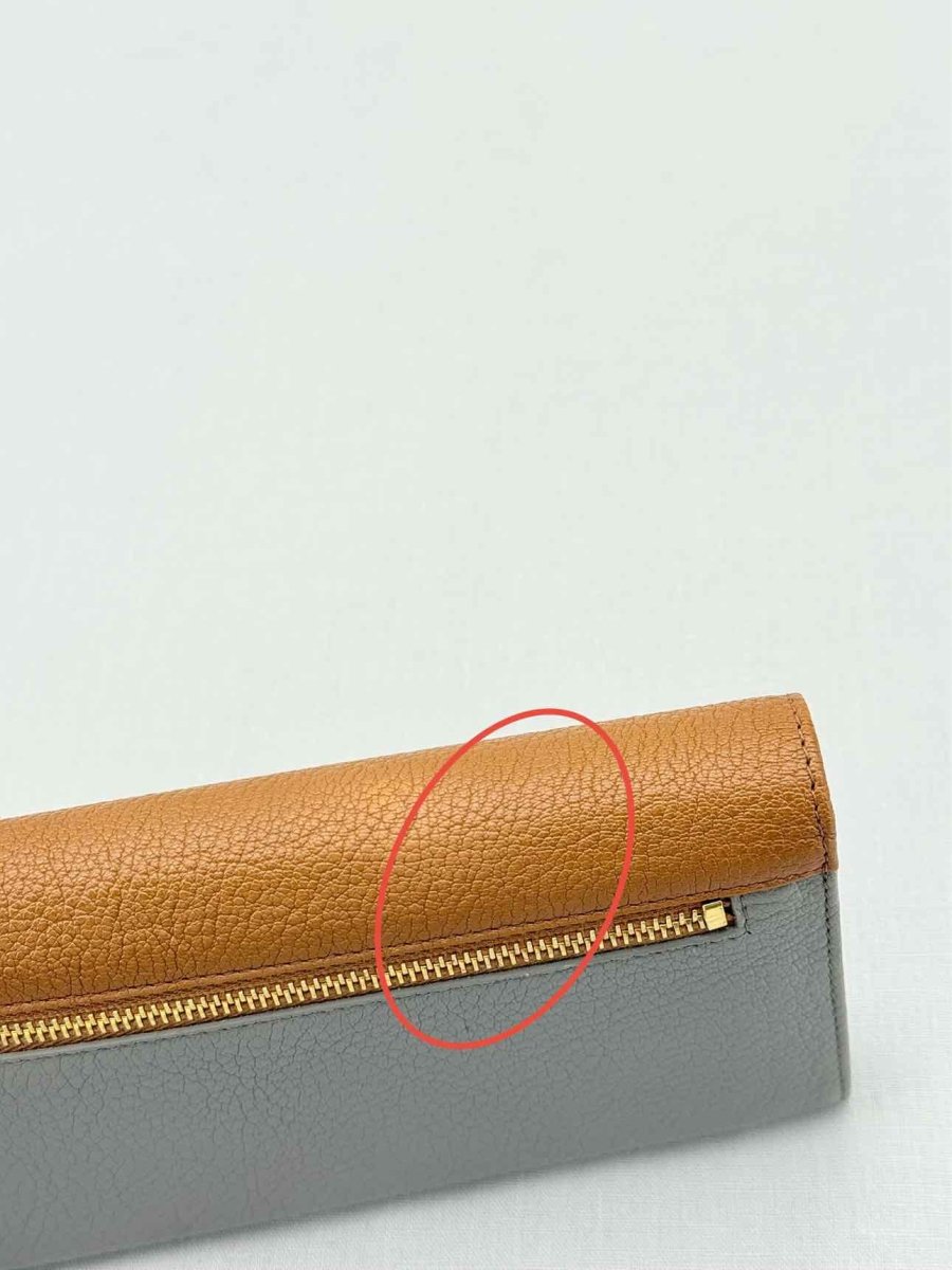 Pre - loved MIU MIU Grey & Brown Continental Wallet at Reems Closet