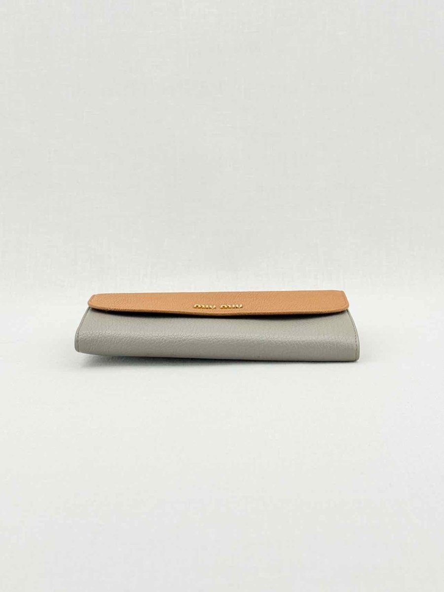 Pre - loved MIU MIU Grey & Brown Continental Wallet at Reems Closet