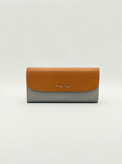 Pre - loved MIU MIU Grey & Brown Continental Wallet at Reems Closet