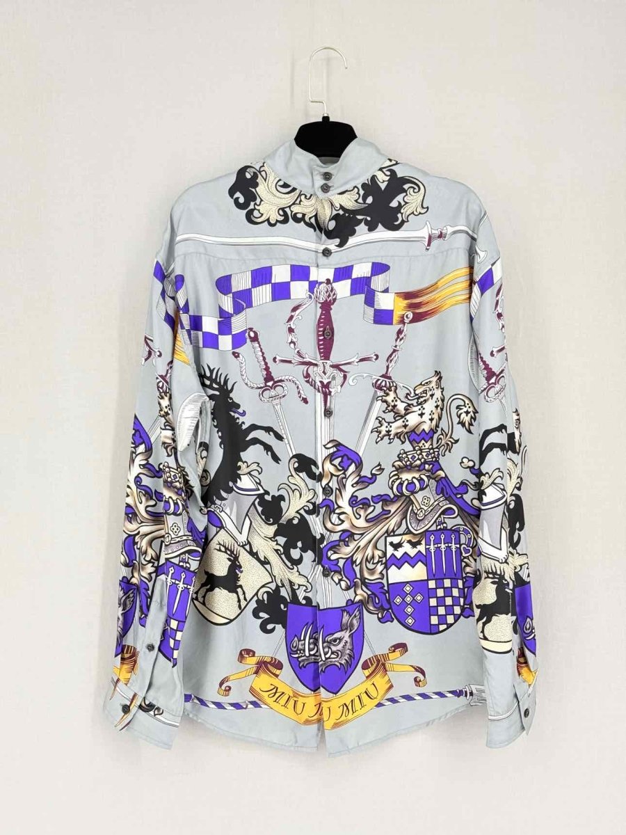 Pre-loved MIU MIU Grey Multicolor Sword Print Size US 2 Shirt at Reems Closet