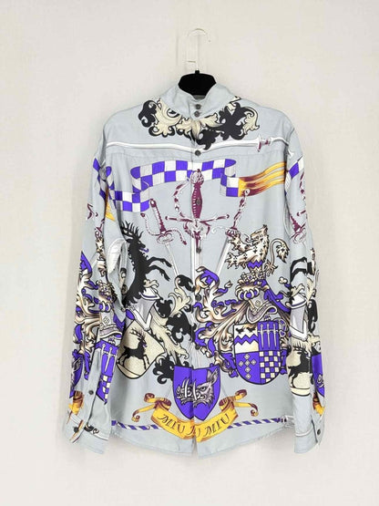Pre-loved MIU MIU Grey Multicolor Sword Print Size US 2 Shirt at Reems Closet