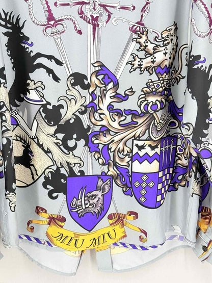 Pre-loved MIU MIU Grey Multicolor Sword Print Size US 2 Shirt at Reems Closet