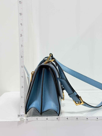 Pre - loved MIU MIU Madras Blue Tapestry Shoulder Bag at Reems Closet