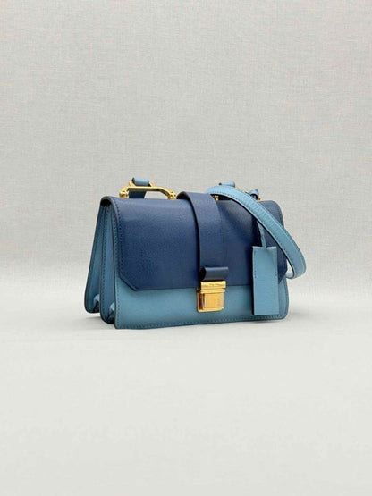 Pre - loved MIU MIU Madras Blue Tapestry Shoulder Bag at Reems Closet