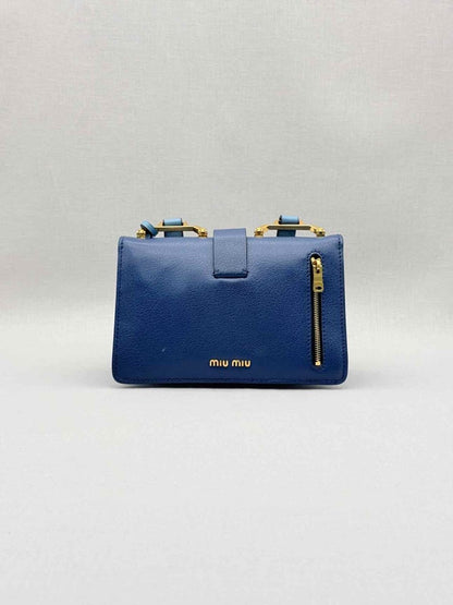 Pre - loved MIU MIU Madras Blue Tapestry Shoulder Bag at Reems Closet