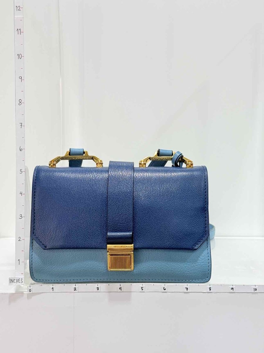 Pre - loved MIU MIU Madras Blue Tapestry Shoulder Bag at Reems Closet