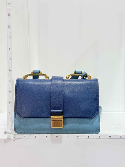 Pre - loved MIU MIU Madras Blue Tapestry Shoulder Bag at Reems Closet