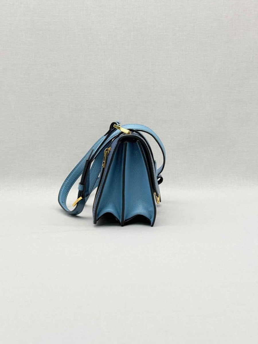 Pre - loved MIU MIU Madras Blue Tapestry Shoulder Bag at Reems Closet